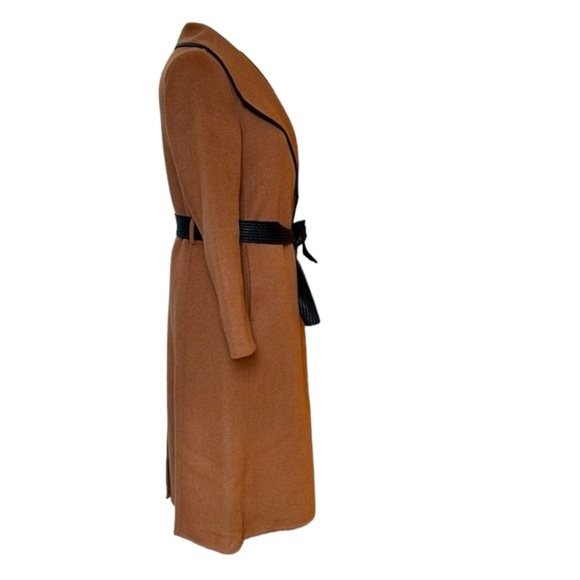 NWOT TAHARI LONG DOUBLE FACE VEGAN TRIM WOOL COAT - Picture 5 of 14